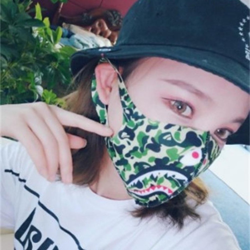 Camo Shark Print Mask